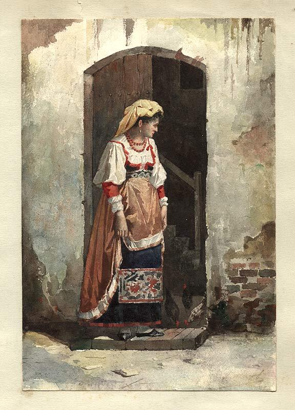Italian Rurual Woman Italian Peasant Woman in Scenic Landscape | ANONYMOUS