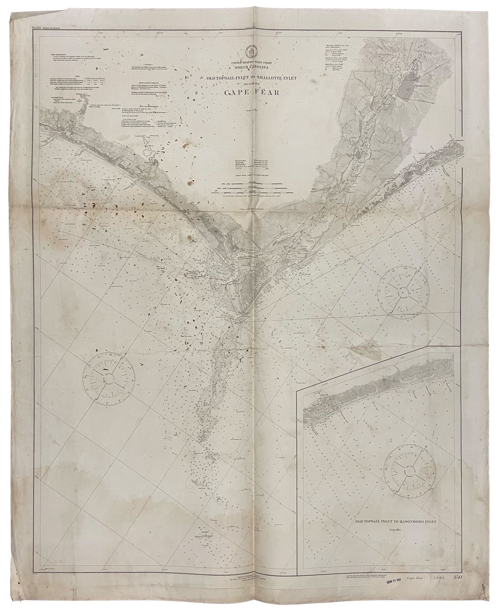 Old Map Inlet Map North Carolina Inlets Mason Inlet NC 3D Layered Map Wall Art,